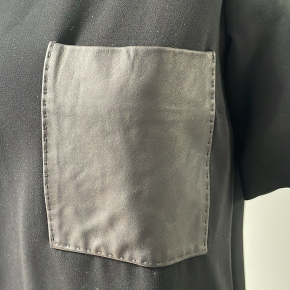 Rag & and Bone Shortsleeve Shirt Dress Black Leather Pocket Oversized XS - Picture 9 of 12